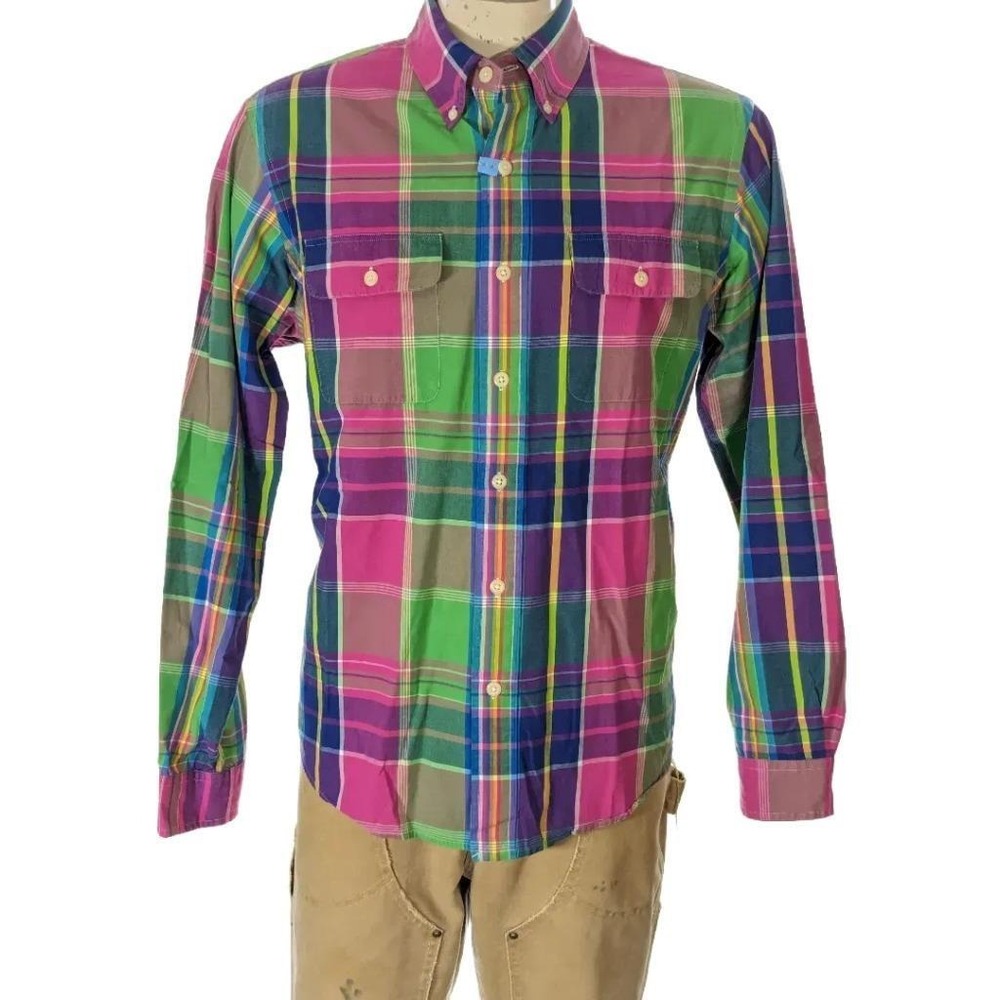 Polo Ralph Lauren Men's Colorful Plaid Cotton Button Down Shirt Sz L EUC